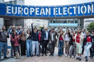 PES Common Candidate Nicolas Schmit meets supporters before the EBU Eurovision debate
