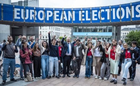 PES Common Candidate Nicolas Schmit meets supporters before the EBU Eurovision debate