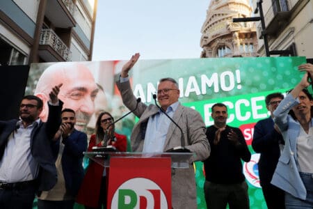 Nicolas Schmit addresses supporters in Bari, 4 June 2024